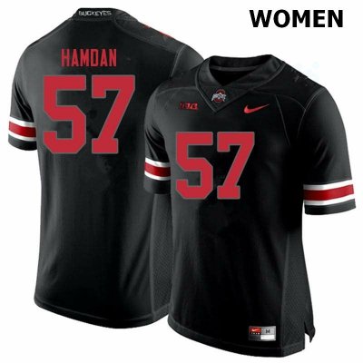 Women's Ohio State Buckeyes #57 Zaid Hamdan Blackout Nike NCAA College Football Jersey Increasing PTK1544VU